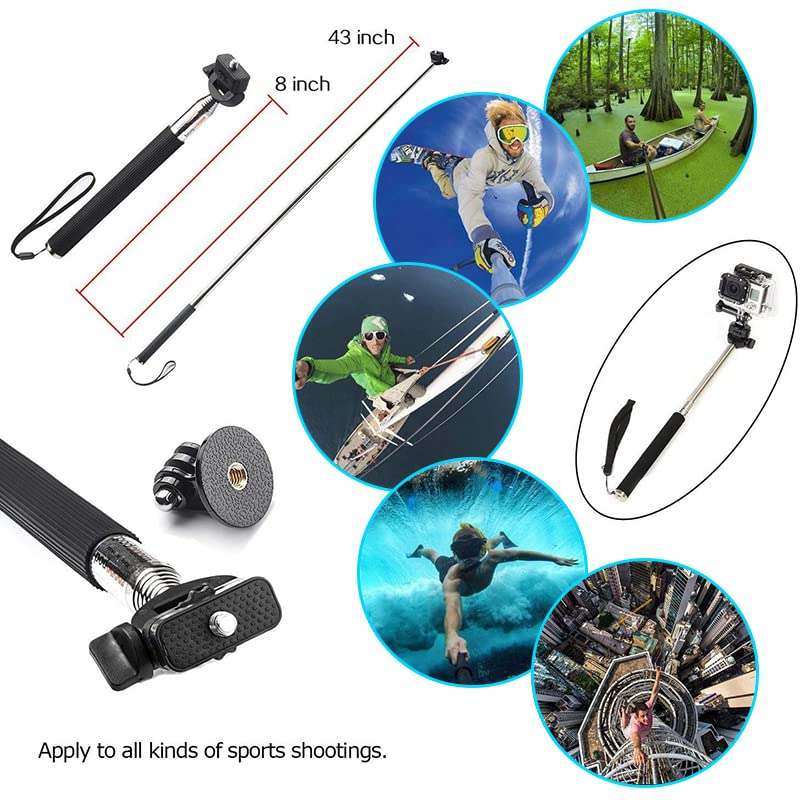 Evyune® 50 in 1 Action Camera Accessories kit for GoPro Hero 11/10/9/8/7/6/5/4/3/2/1/ SJCAM/DJI Osmo/Insat 360 and Other Action Cameras