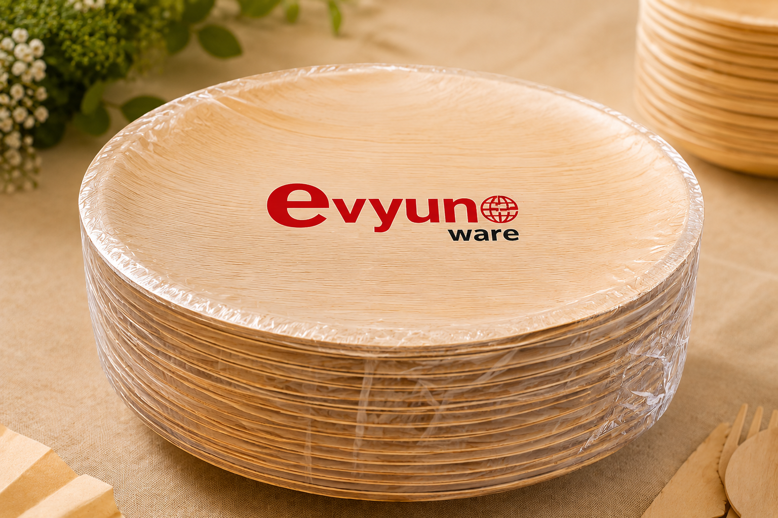 EvyuneWare™ Areca Leaf Round Plates | Biodegradable, Eco-Friendly, Easy Disposable for Wedding, Party Events