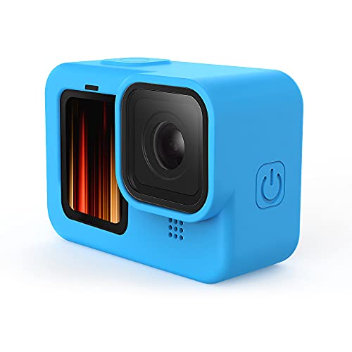 Evyune® Silicone Protective housing case Compatible with GoPro Hero 9/10/11 Black with Lanyard + Silicone Lens Cap + 3pcs Tempered 9H Glass for Front & Back Display & Lens