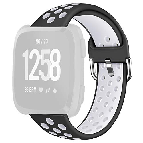 Evyune® Silicone Perforate Modern Sport Strap for Fitbit Versa/Versa Lite/Versa 2 / Versa SE (Watch Not Included)