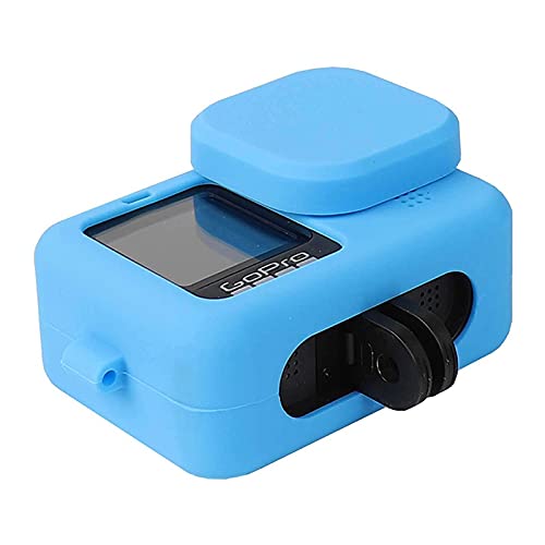 Evyune® Silicone Protective housing case Compatible with GoPro Hero 9/10/11 Black with Lanyard + Silicone Lens Cap + 3pcs Tempered 9H Glass for Front & Back Display & Lens